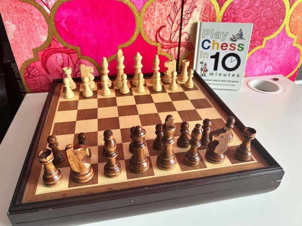 Pavilion Deluxe Chess Set Wooden Board Game with Storage